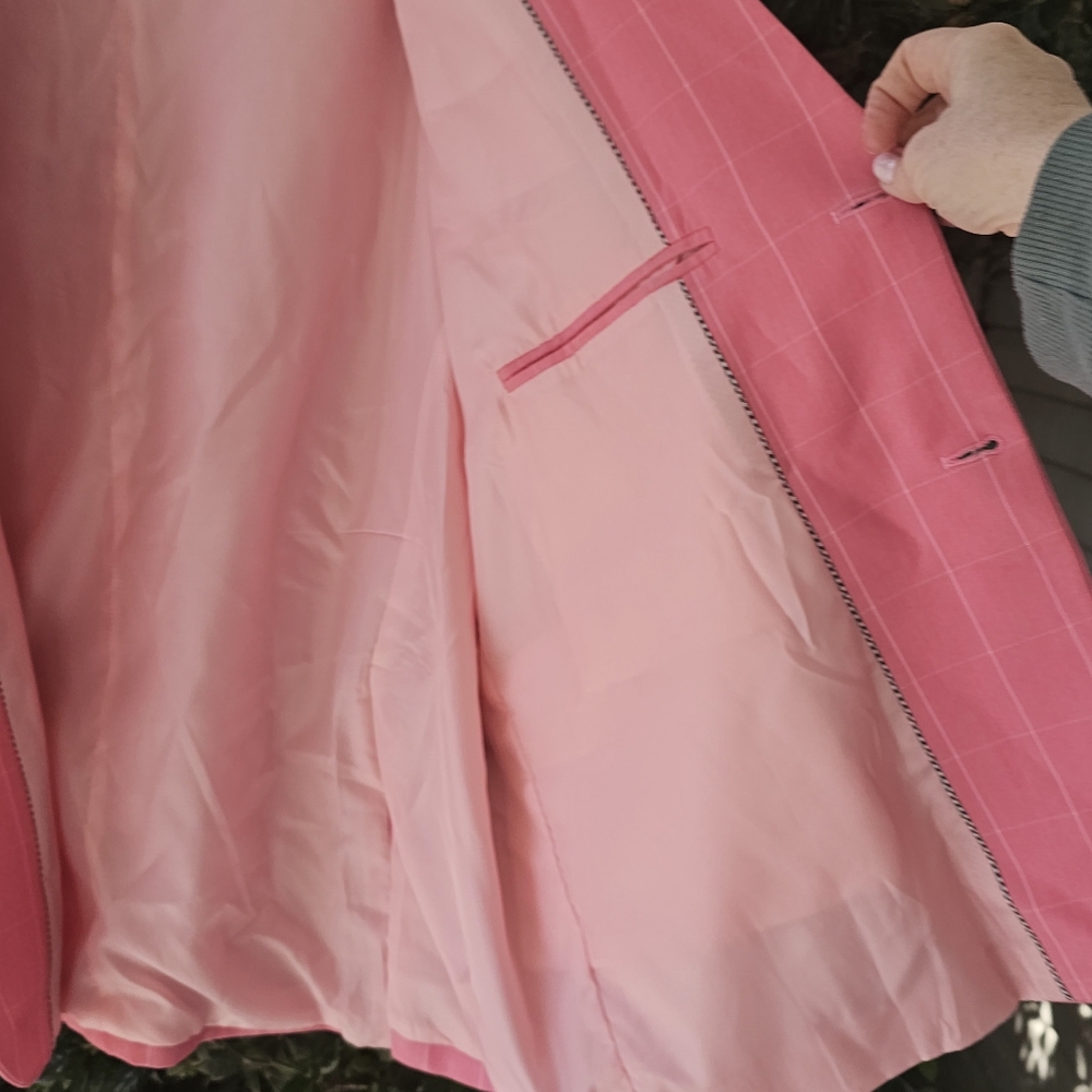 Mens‎ 5X Pink White Pin Stripe 2 Button Blazer - Picture 14 of 17